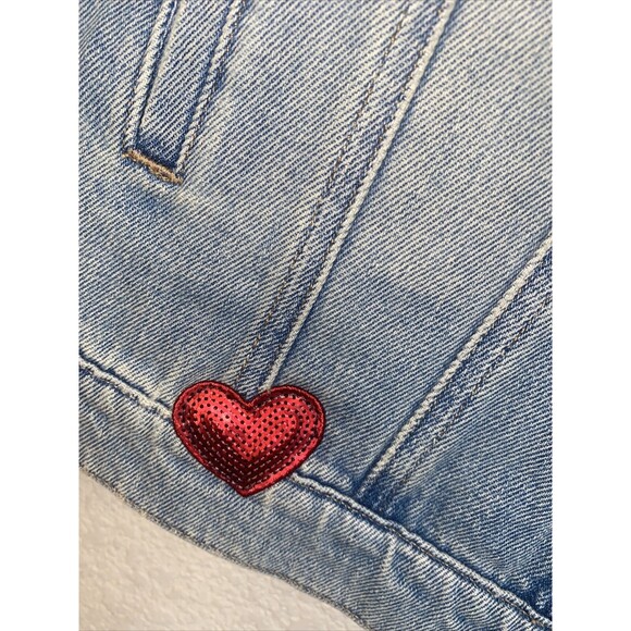 New Mavi jean jacket patches 90s 80s KARLA Sequin retro L Heart city - Picture 5 of 11